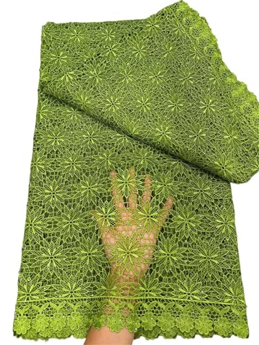 YGLEEULI Blauer wasserlöslicher Spitzenstoff mit Stein-Guipure-Kordel-Spitzenstoff for die Hochzeit(Color 3) von YGLEEULI