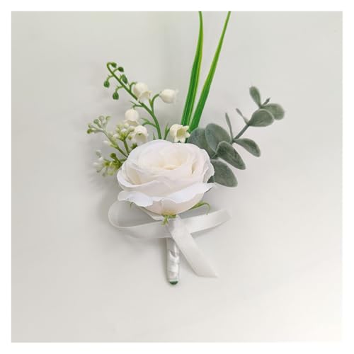YGLEEULI Bräutigam Boutonniere Hochzeit Handgelenk Corsage Armbänder for Brautjungfern Rosa Rosen Künstliche Blumen Männer Knopfloch Party Zubehör für Tanzparty(Boutonniere 9) von YGLEEULI