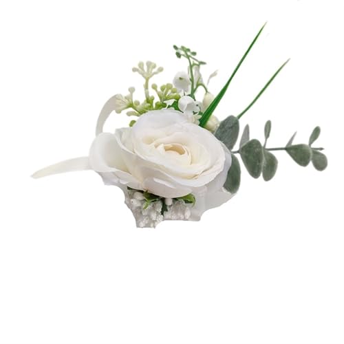 YGLEEULI Bräutigam Boutonniere Hochzeit Handgelenk Corsage Armbänder for Brautjungfern Rosa Rosen Künstliche Blumen Männer Knopfloch Party Zubehör für Tanzparty(Wrist Corsage 3) von YGLEEULI