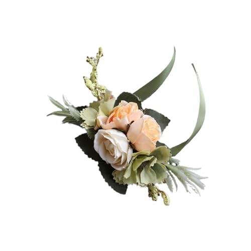 YGLEEULI Bräutigam Boutonniere Mann Pin Anzug Corsage Braut Knopfloch Hochzeit Handgelenk Blume Party Ehe Dekor Künstliche Seide Rose Blumen für Tanzparty(08) von YGLEEULI