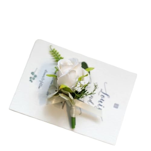 YGLEEULI Bräutigam Boutonniere Mann Pin Anzug Corsage Braut Knopfloch Hochzeit Handgelenk Blume Party Ehe Dekor Künstliche Seide Rose Blumen für Tanzparty(A) von YGLEEULI