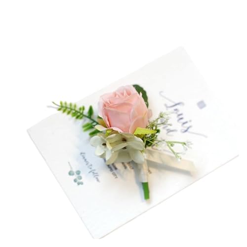 YGLEEULI Bräutigam Boutonniere Mann Pin Anzug Corsage Braut Knopfloch Hochzeit Handgelenk Blume Party Ehe Dekor Künstliche Seide Rose Blumen für Tanzparty(G) von YGLEEULI