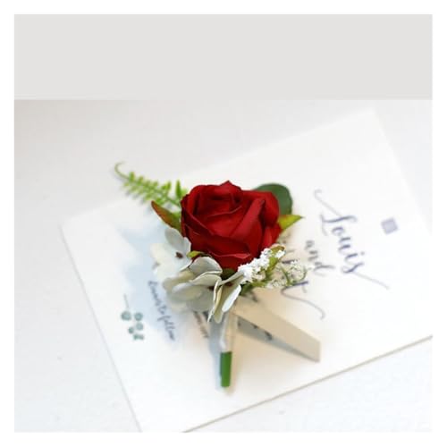 YGLEEULI Bräutigam Boutonniere Mann Pin Anzug Corsage Braut Knopfloch Hochzeit Handgelenk Blume Party Ehe Dekor Künstliche Seide Rose Blumen für Tanzparty(I) von YGLEEULI