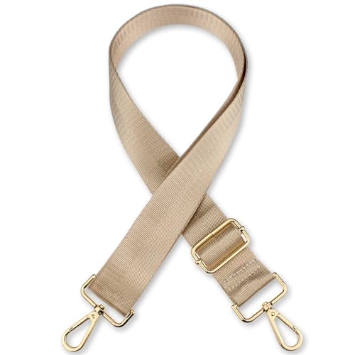 YGLEEULI Breiter Nylon-Schultergurt for Damen-Umhängetaschen, einfarbiges Ersatzzubehör für Handtasche(Beige-Gold) von YGLEEULI