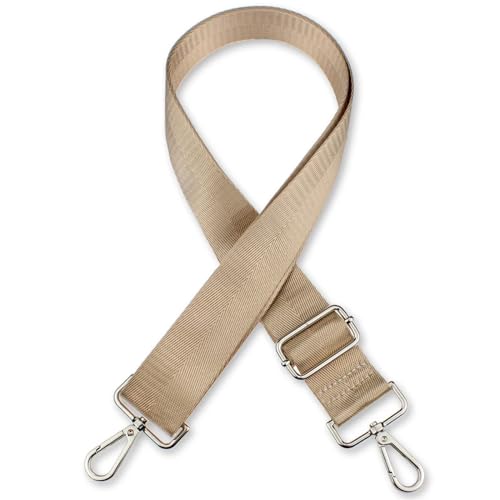YGLEEULI Breiter Nylon-Schultergurt for Damen-Umhängetaschen, einfarbiges Ersatzzubehör für Handtasche(Beige-Silver) von YGLEEULI