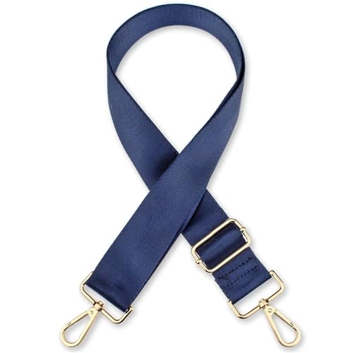YGLEEULI Breiter Nylon-Schultergurt for Damen-Umhängetaschen, einfarbiges Ersatzzubehör für Handtasche(Blue-Gold) von YGLEEULI