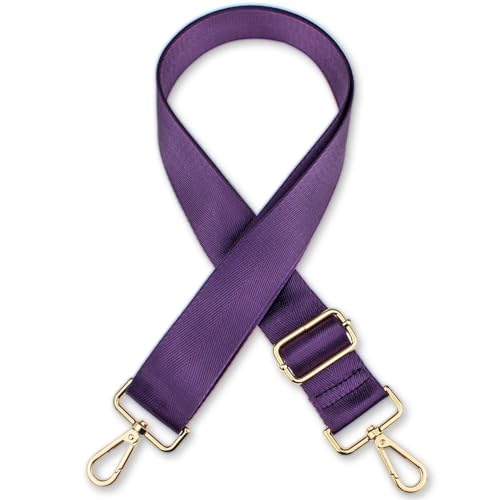 YGLEEULI Breiter Nylon-Schultergurt for Damen-Umhängetaschen, einfarbiges Ersatzzubehör für Handtasche(Purple-Gold) von YGLEEULI