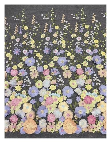 YGLEEULI Bunter Spitzenstoff mit 3D-Blumen, DIY-Hochzeitskleid, Breite 130 cm, Meterware(Color 6) von YGLEEULI