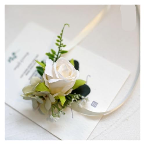 YGLEEULI Corsage for Männer, Hochzeit, rustikal, Boutonniere, weiß, Braut-Armband, Brautjungfer, Trauzeugen, Party, Treffen, persönliche Dekorationen für Tanzparty(Style 2) von YGLEEULI