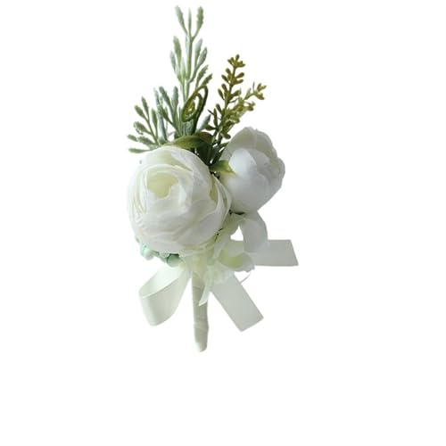 YGLEEULI Corsage for Männer, Hochzeit, rustikal, Boutonniere, weiß, Braut-Armkorsage, Brautjungfer, Bräutigam, Party, Treffen, persönliche Dekorationen für Tanzparty(Boutonniere B) von YGLEEULI