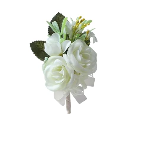 YGLEEULI Corsage for Männer, Hochzeit, rustikal, Boutonniere, weiß, Braut-Armkorsage, Brautjungfer, Bräutigam, Party, Treffen, persönliche Dekorationen für Tanzparty(Boutonniere C) von YGLEEULI
