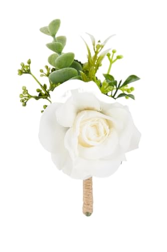 YGLEEULI Corsage for Männer, Hochzeit, rustikal, Boutonniere, weiß, Braut-Armkorsage, Brautjungfer, Bräutigam, Party, Treffen, persönliche Dekorationen für Tanzparty(Boutonniere E) von YGLEEULI
