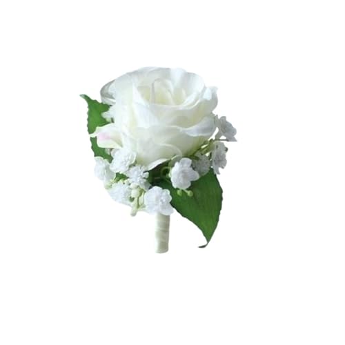 YGLEEULI Corsage for Männer, Hochzeit, rustikal, Boutonniere, weiß, Braut-Armkorsage, Brautjungfer, Bräutigam, Party, Treffen, persönliche Dekorationen für Tanzparty(Boutonniere F) von YGLEEULI