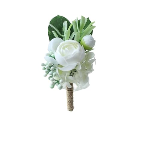 YGLEEULI Corsage for Männer, Hochzeit, rustikal, Boutonniere, weiß, Braut-Armkorsage, Brautjungfer, Bräutigam, Party, Treffen, persönliche Dekorationen für Tanzparty(Boutonniere G) von YGLEEULI