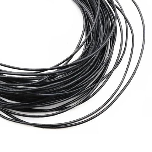 YGLEEULI Echtes Leder, rund/flach, Schnur, DIY-Armbandzubehör, Seilschnur zur Schmuckherstellung, Zubehör für DIY(1.5mm Round 5meters-01) von YGLEEULI