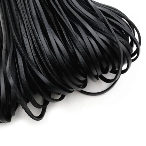YGLEEULI Echtes Leder, rund/flach, Schnur, DIY-Armbandzubehör, Seilschnur zur Schmuckherstellung, Zubehör für DIY(3mm Flat 2meters-01) von YGLEEULI