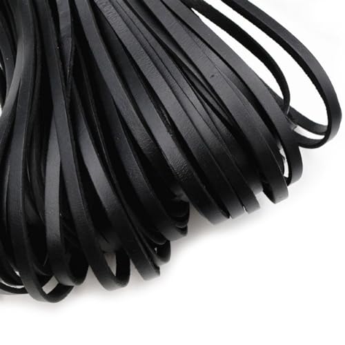 YGLEEULI Echtes Leder, rund/flach, Schnur, DIY-Armbandzubehör, Seilschnur zur Schmuckherstellung, Zubehör für DIY(5mm Flat 2meters-01) von YGLEEULI