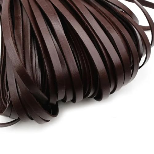 YGLEEULI Echtes Leder, rund/flach, Schnur, DIY-Armbandzubehör, Seilschnur zur Schmuckherstellung, Zubehör für DIY(6mm Flat 2meters) von YGLEEULI