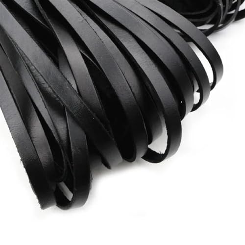 YGLEEULI Echtes Leder, rund/flach, Schnur, DIY-Armbandzubehör, Seilschnur zur Schmuckherstellung, Zubehör für DIY(8mm Flat 2meters-01) von YGLEEULI