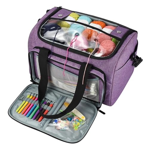 YGLEEULI Garn-Aufbewahrungstasche, Oxford-Stoff, Strick- und Häkeltasche, Garntasche, Wolle, Häkelnadeln, Nähnadeln, Einkaufstasche for DIY-Garn, Wollgarn für Strickprojekte(Green) von YGLEEULI