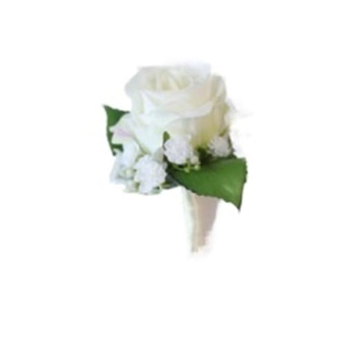 YGLEEULI Handgelenk Corsage Hochzeit Männer Boutonniere Mädchen Armband Bräutigam Pins Brautjungfer Handgelenk Corsage Blume Seide Rose Boutonniere für Tanzparty(Boutonniere White B) von YGLEEULI