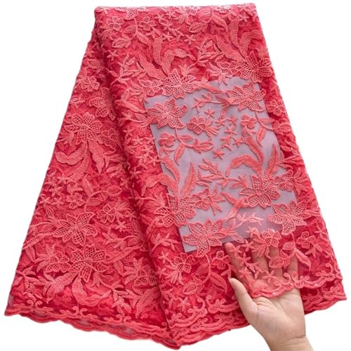 YGLEEULI Himmelblauer bestickter Tüll-Spitzenstoff | Gewellter Blumenrand for Brautkleider, Dekoration und Abendkleider(Color 4) von YGLEEULI