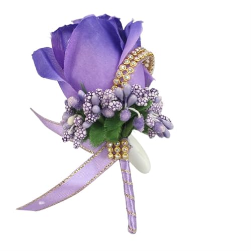 YGLEEULI Hochzeitsanstecker und Boutonnieres Künstliche Rosen Seide Bräutigam Boutonniere Blume Trauzeuge Knopfloch Mariage Zubehör für Tanzparty(1) von YGLEEULI