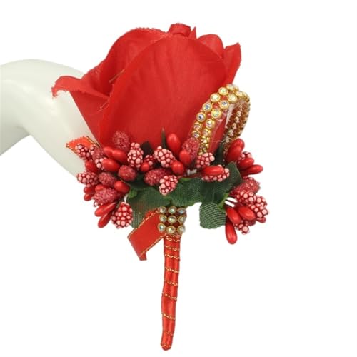 YGLEEULI Hochzeitsanstecker und Boutonnieres Künstliche Rosen Seide Bräutigam Boutonniere Blume Trauzeuge Knopfloch Mariage Zubehör für Tanzparty(4) von YGLEEULI