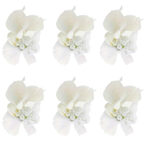 YGLEEULI Hochzeitszubehör Bräutigam Braut Corsage Brautjungfer Schwestern Handgelenk Blume Bankett Boudoir Handblume Imitation Calla Lily für Tanzparty(6 pcs Wrist Flower) von YGLEEULI