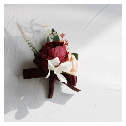 YGLEEULI Künstliche Seide Rose Blumen Bräutigam Boutonniere Frauen Mann Pin Anzug Corsage Hochzeit Handgelenk Blume Party Decor für Tanzparty(A-Corsage) von YGLEEULI