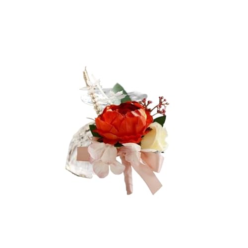 YGLEEULI Künstliche Seide Rose Blumen Bräutigam Boutonniere Frauen Mann Pin Anzug Corsage Hochzeit Handgelenk Blume Party Decor für Tanzparty(K-Corsage) von YGLEEULI