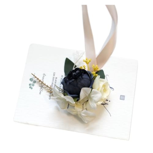 YGLEEULI Künstliche Seide Rose Blumen Bräutigam Boutonniere Frauen Mann Pin Anzug Corsage Hochzeit Handgelenk Blume Party Decor für Tanzparty(P-Wrist Flower) von YGLEEULI