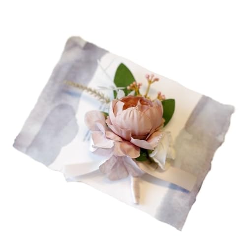 YGLEEULI Künstliche Seide Rose Blumen Bräutigam Boutonniere Frauen Mann Pin Anzug Corsage Hochzeit Handgelenk Blume Party Decor für Tanzparty(Q-Corsage) von YGLEEULI