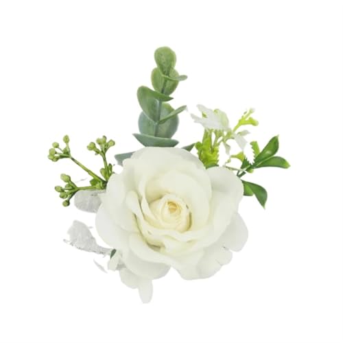 YGLEEULI Künstliche Seidenblumen Groomsmen Boutonniere Braut Armband Corsage Schwester Hochzeit Hand Blumen Party Anzug Dekor Knopflöcher für Tanzparty(Green) von YGLEEULI