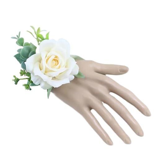 YGLEEULI Künstliche Seidenblumen Groomsmen Boutonniere Braut Armband Corsage Schwester Hochzeit Hand Blumen Party Anzug Dekor Knopflöcher für Tanzparty(Wrist-2) von YGLEEULI