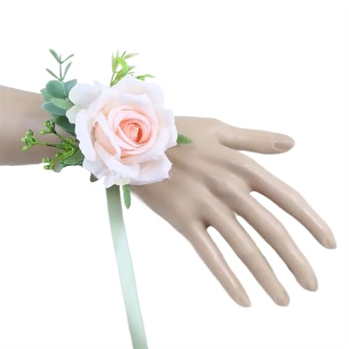 YGLEEULI Künstliche Seidenblumen Groomsmen Boutonniere Braut Armband Corsage Schwester Hochzeit Hand Blumen Party Anzug Dekor Knopflöcher für Tanzparty(Wrist-5) von YGLEEULI