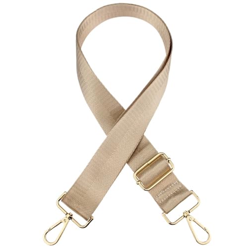 YGLEEULI Langer Umhängetaschengurt, einfarbig, breiter Ersatzgurt for Taschen, Nylon, Damen-Messenger-Zubehör, Taschengurte für Handtasche(Beige-Gold) von YGLEEULI