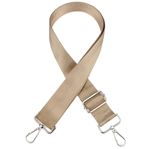 YGLEEULI Langer Umhängetaschengurt, einfarbig, breiter Ersatzgurt for Taschen, Nylon, Damen-Messenger-Zubehör, Taschengurte für Handtasche(Beige-Silver) von YGLEEULI