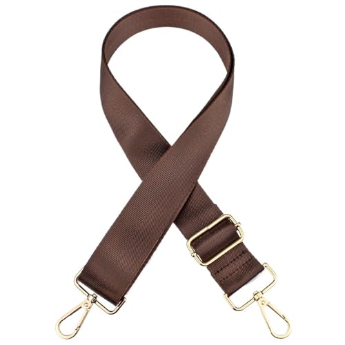 YGLEEULI Langer Umhängetaschengurt, einfarbig, breiter Ersatzgurt for Taschen, Nylon, Damen-Messenger-Zubehör, Taschengurte für Handtasche(Coffee-Gold) von YGLEEULI