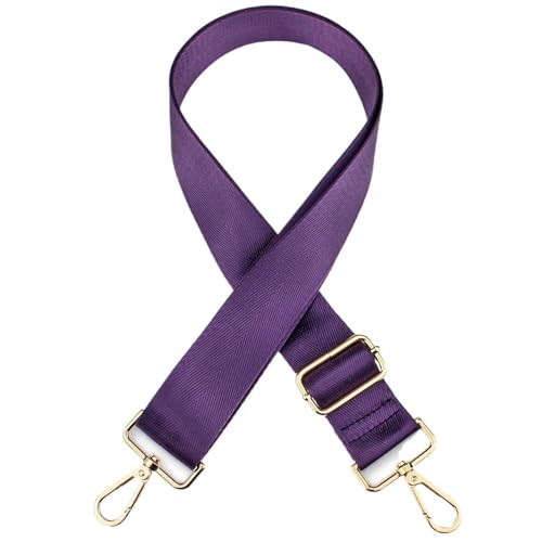 YGLEEULI Langer Umhängetaschengurt, einfarbig, breiter Ersatzgurt for Taschen, Nylon, Damen-Messenger-Zubehör, Taschengurte für Handtasche(Purple-Gold) von YGLEEULI