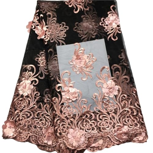 YGLEEULI Lila Spitzenstoff, Stickerei, 3D-Spitzenstoff, 4,5 m, for Damen, Partykleid(Color 25,2.5 Yards) von YGLEEULI