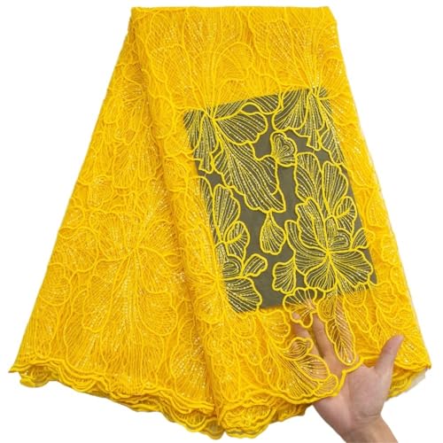 YGLEEULI Milchseide Mesh Spitze mit Pailletten Netz Spitze Stoff Nähen Bestickte Spitze Tüll Frauen Brautkleid(Color 11) von YGLEEULI
