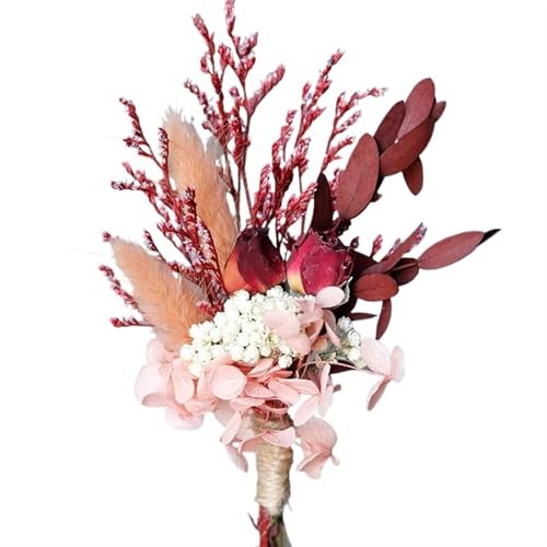 YGLEEULI Neu Getrocknete Blumenstrauß Handgelenk Corsage Brosche Hochzeit Bräutigam Trauzeugen Boutonnieres Knopflöcher Hause Tisch Dekoration für Tanzparty(A) von YGLEEULI