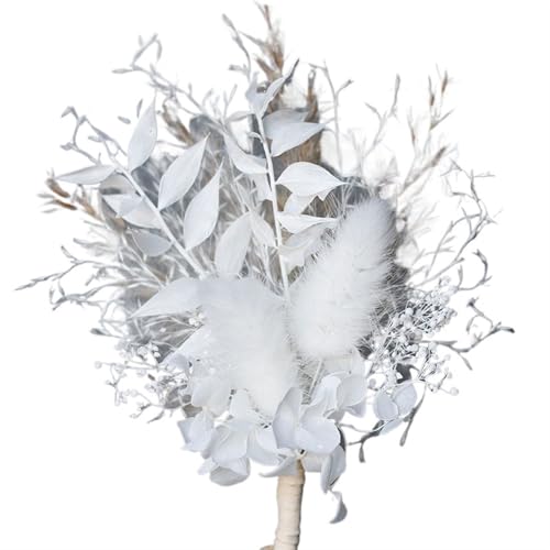 YGLEEULI Neu Getrocknete Blumenstrauß Handgelenk Corsage Brosche Hochzeit Bräutigam Trauzeugen Boutonnieres Knopflöcher Hause Tisch Dekoration für Tanzparty(B) von YGLEEULI