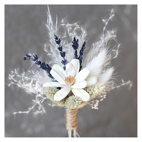 YGLEEULI Neu Getrocknete Blumenstrauß Handgelenk Corsage Brosche Hochzeit Bräutigam Trauzeugen Boutonnieres Knopflöcher Hause Tisch Dekoration für Tanzparty(C) von YGLEEULI