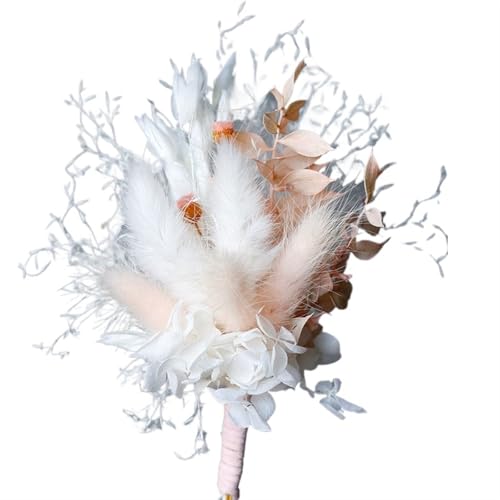 YGLEEULI Neu Getrocknete Blumenstrauß Handgelenk Corsage Brosche Hochzeit Bräutigam Trauzeugen Boutonnieres Knopflöcher Hause Tisch Dekoration für Tanzparty(E) von YGLEEULI