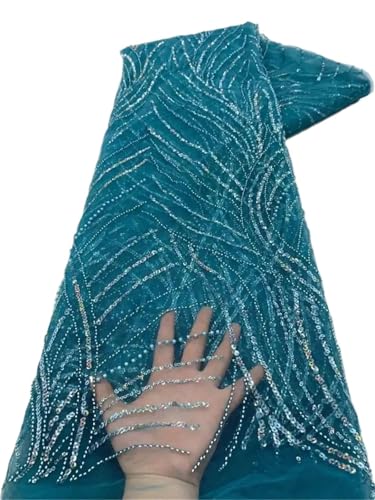 YGLEEULI Pailletten Perlen Spitze Stoff Bräutigam Hochzeit Braut Stickerei Tüll Nähen(Color 7) von YGLEEULI