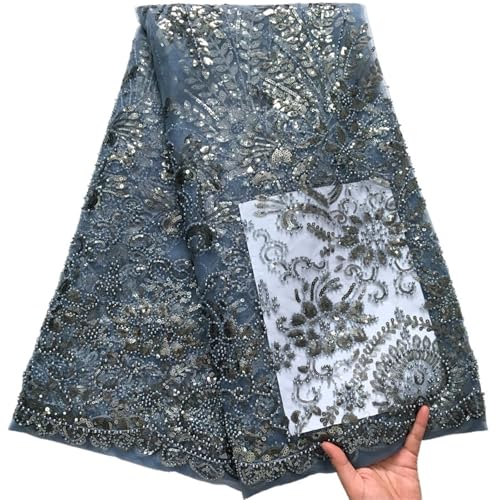 YGLEEULI Perlenbesetzter Spitzenstoff, 4,5 m – Schwere geometrische Stickerei mit Pailletten for Brautkleider und Abendkleider(Color 2) von YGLEEULI