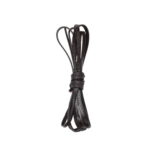 YGLEEULI Retro-Echtlederband 2–10 mm, Flacher Strang, Lederseil, passend for Halsketten, Armbänder, DIY-Schmuckzubehör für DIY(Flat Coffee,10mm x 2m) von YGLEEULI
