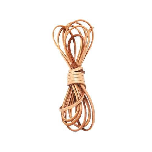 YGLEEULI Retro-Echtlederband 2–10 mm, Flacher Strang, Lederseil, passend for Halsketten, Armbänder, DIY-Schmuckzubehör für DIY(Flat Khaki,8.0mm x 2m) von YGLEEULI